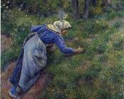 卡米耶 毕沙罗 : Peasant Gathering Grass